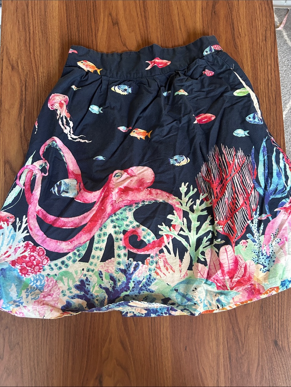 Modcloth Navy Skirt with Pink Octopus and Multicolor Coral Print - Picture 2 of 7